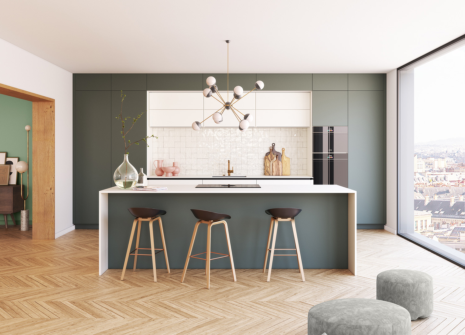 Cuisine verte et blanche
